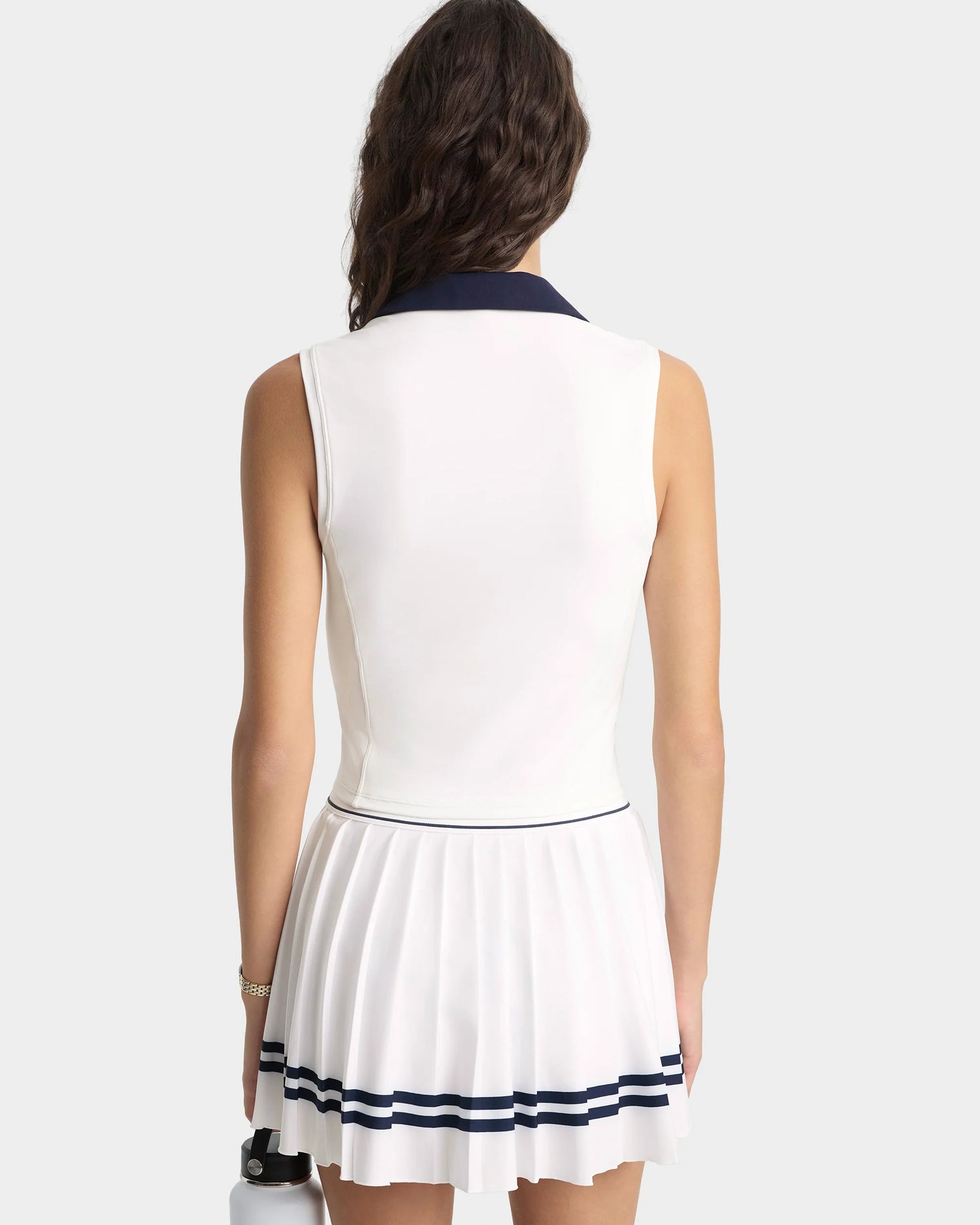 SRC logo sports polo vest, white-navy