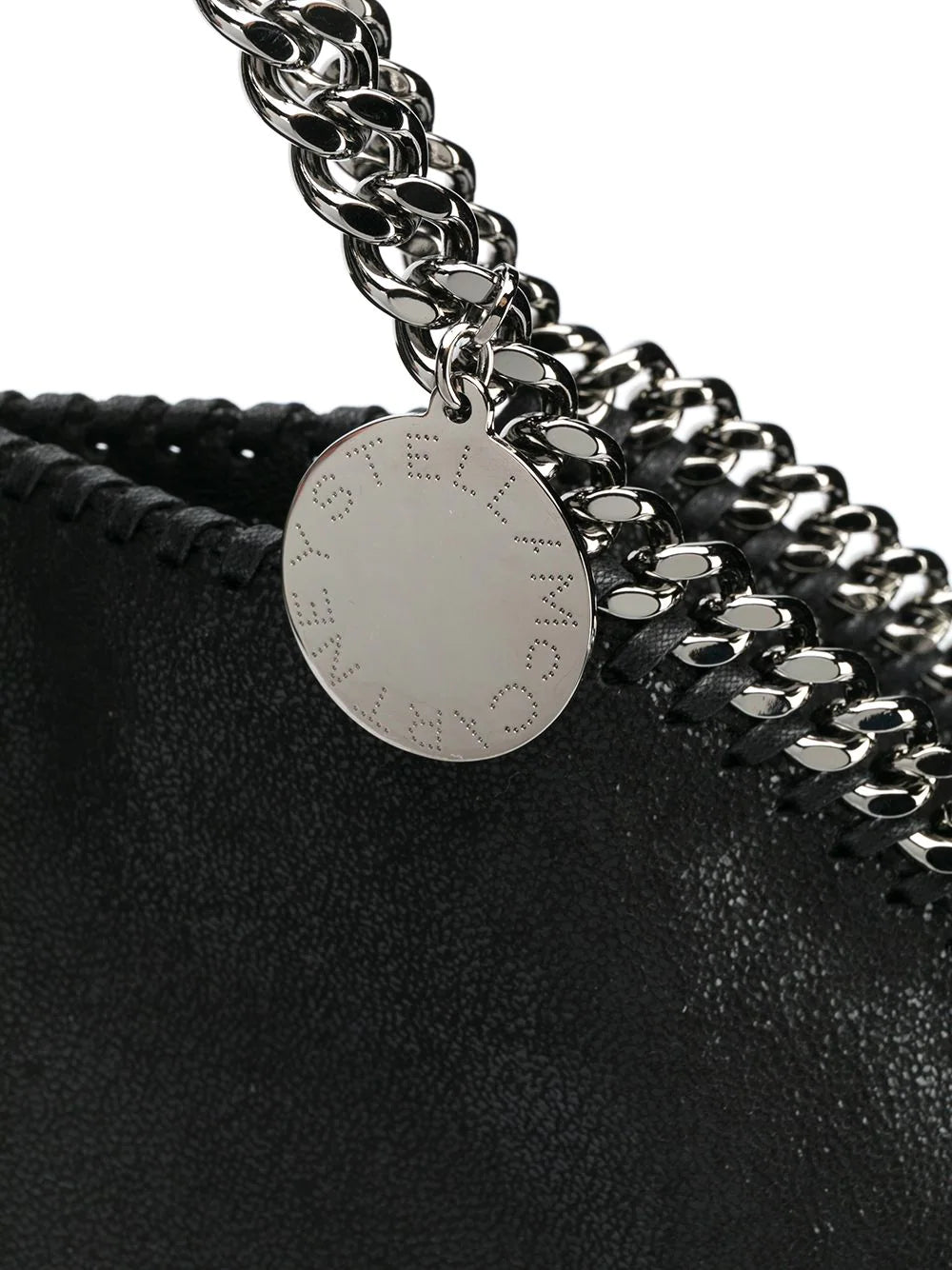 Falabella fold-over tote bag, black w. silver chain