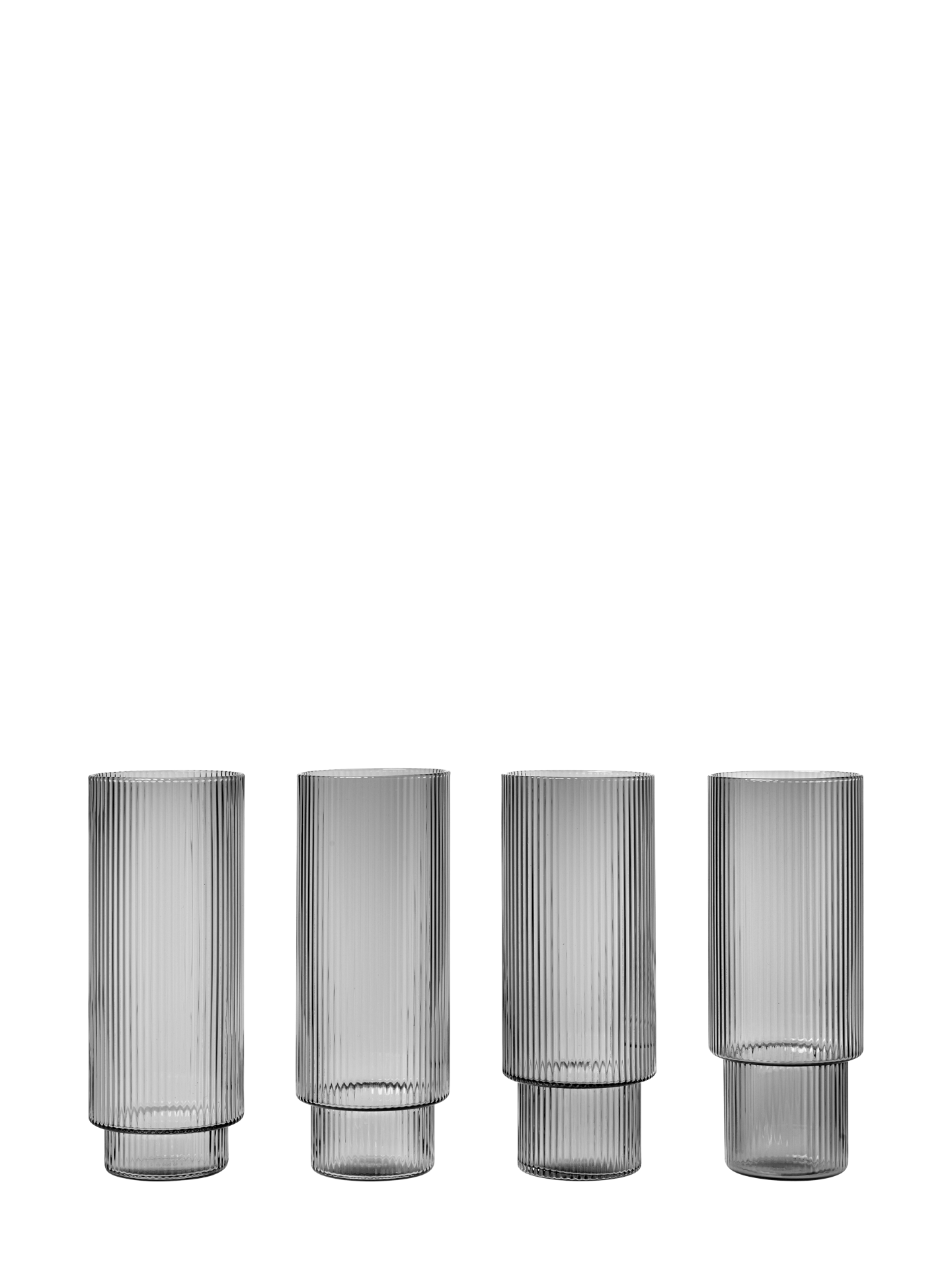 Ripple tall glasses set, clear or smoked grey