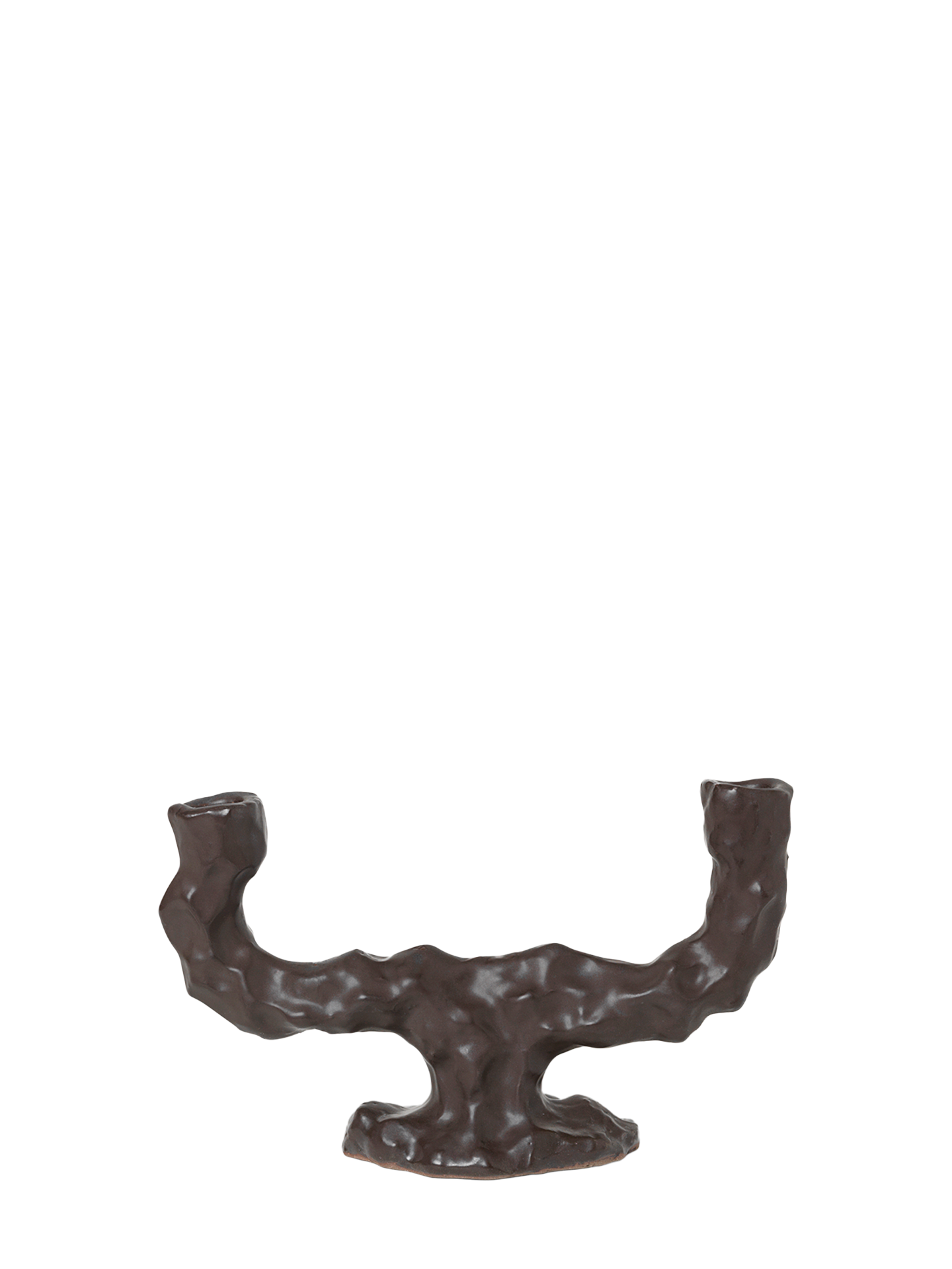 Dito Double Candle Holder, Dark Brown