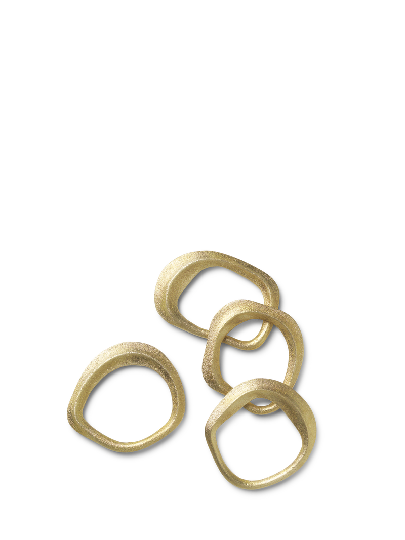 Flow napkin rings, brass, set of 4