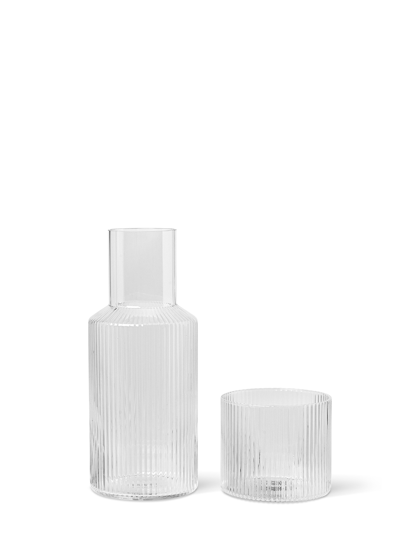 Ripple small carafe and glass, clear