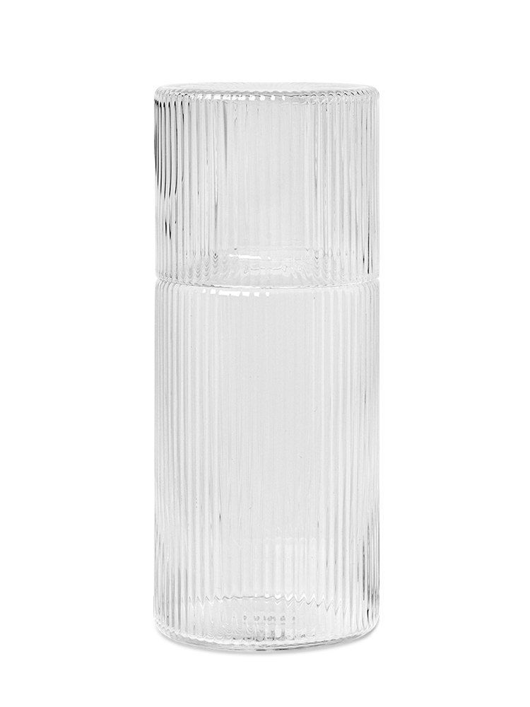 Ripple small carafe and glass, clear