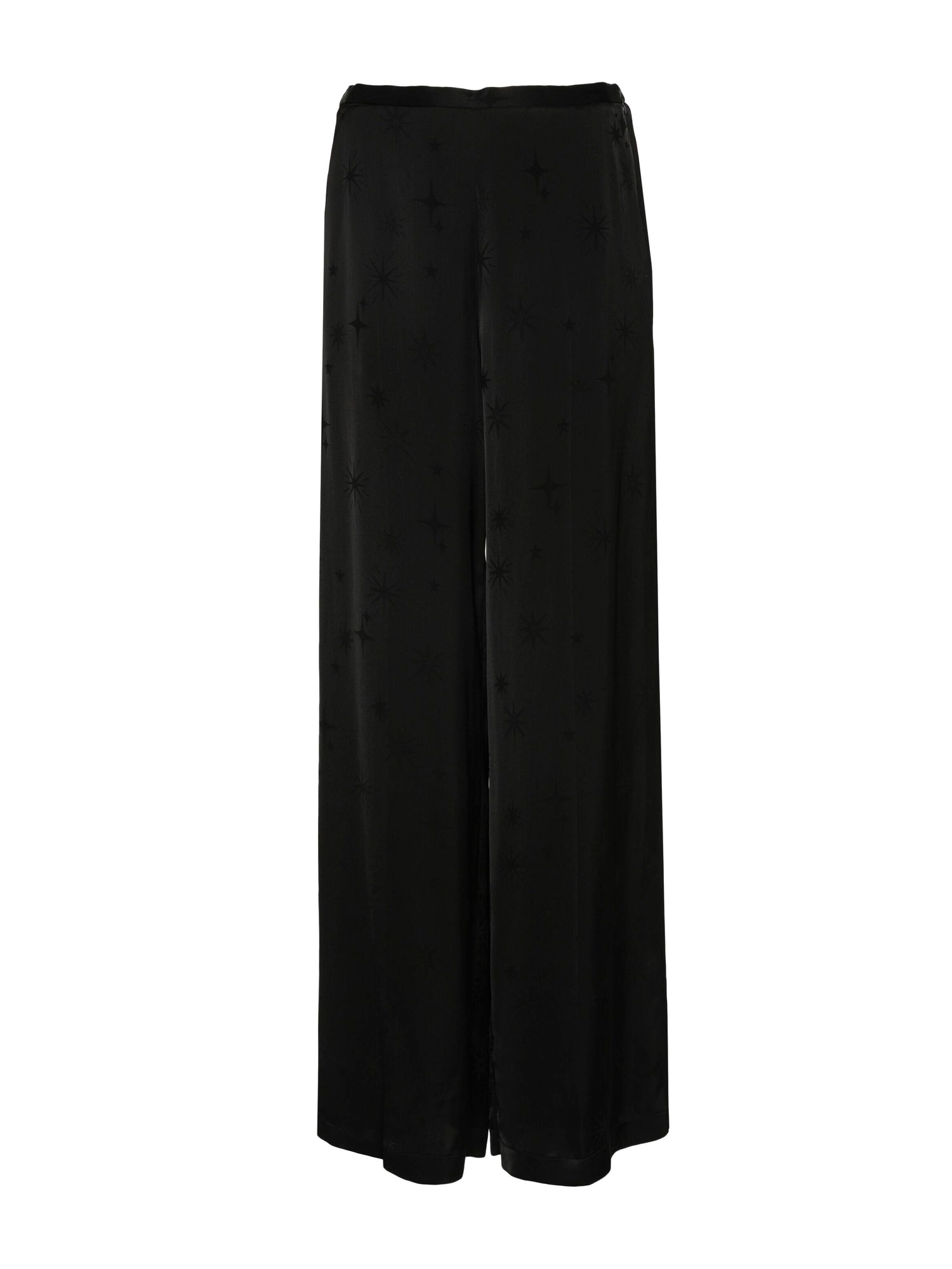 Satin patterned-jacquard palazzo pants, black