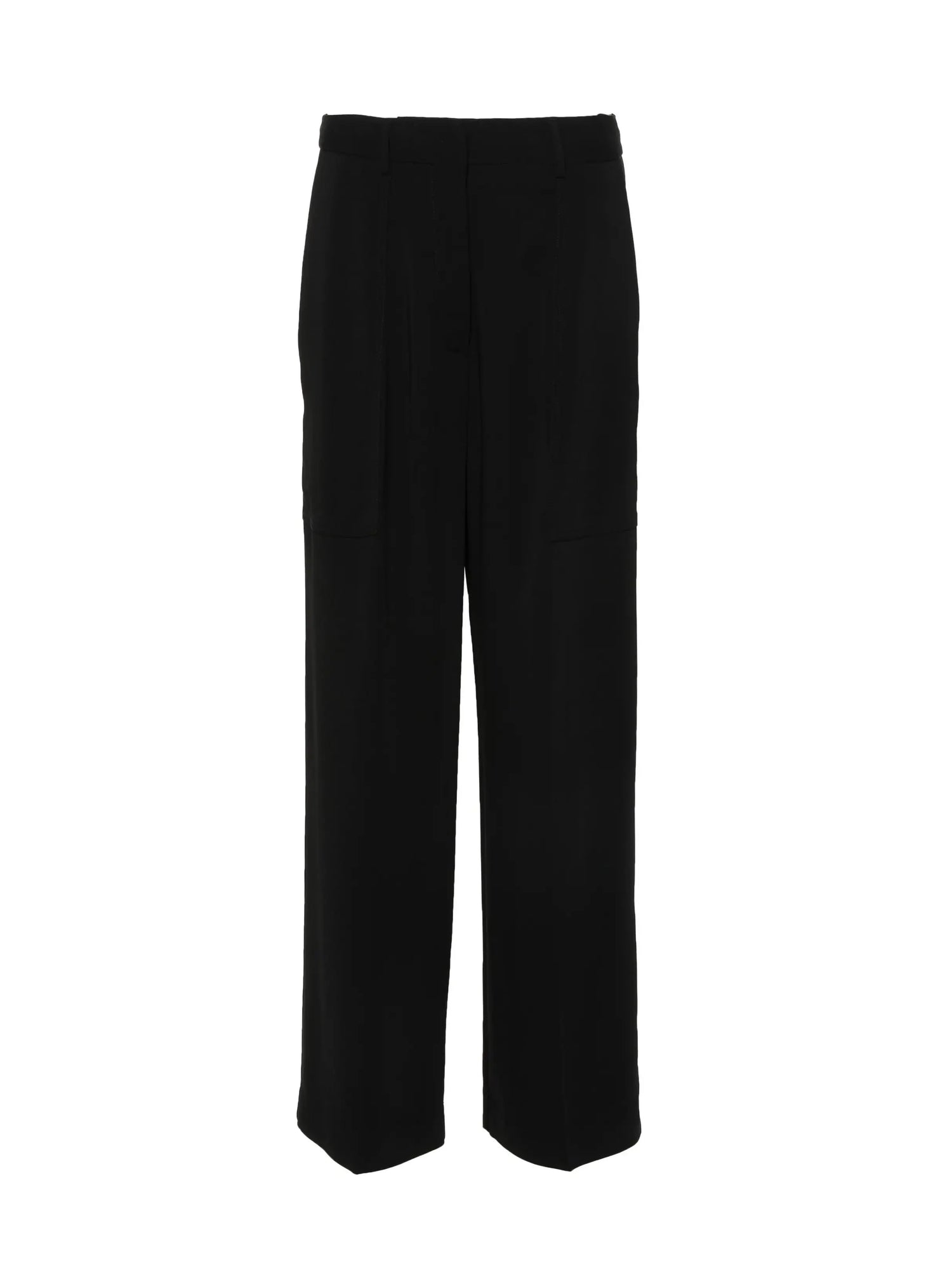 Stretch crepe cady cargo pants, black