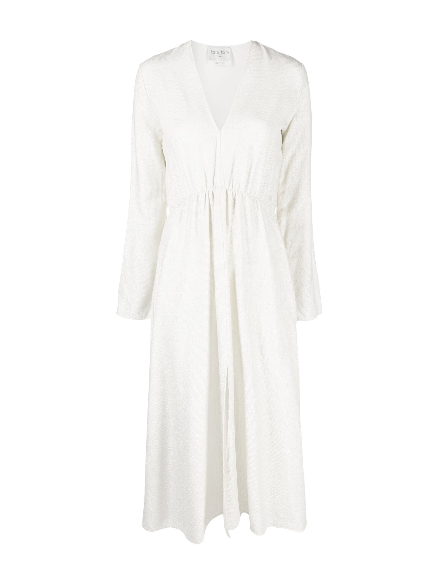 Long sleeves laminated velvet dress, platino