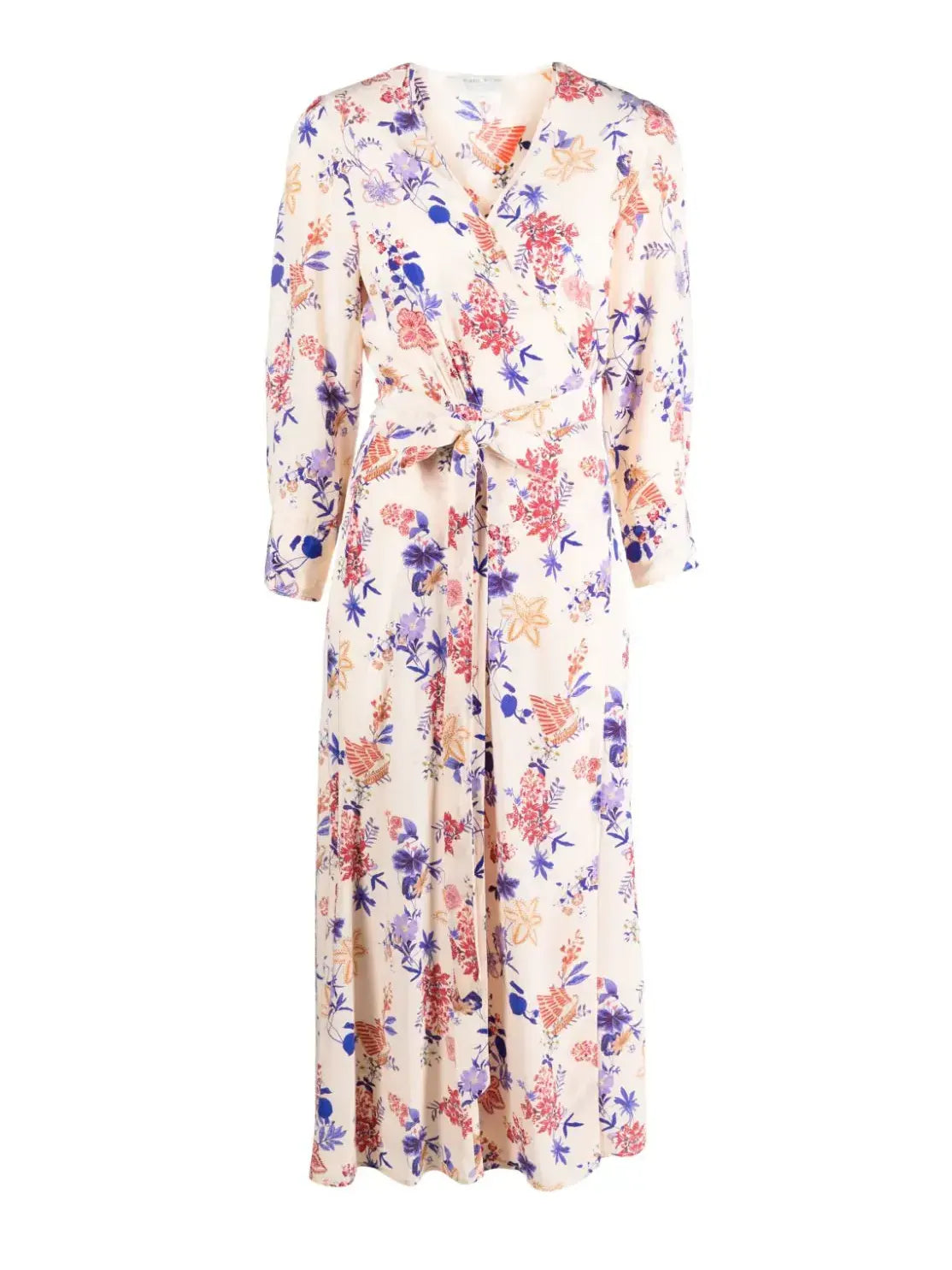 Belle de jour crepe de chine silk midi dress, ivory