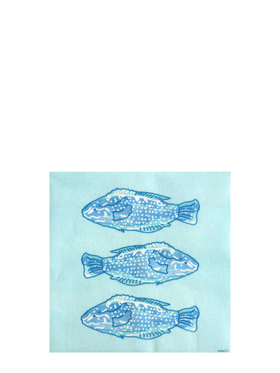 Koi fish dinner napkins, blue (40 x 40cm)