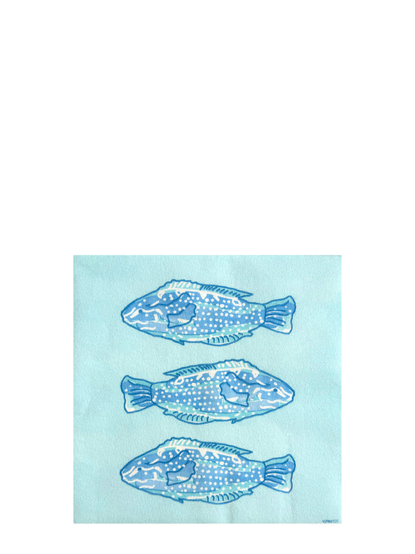 Koi fish dinner napkins, blue (40 x 40cm)
