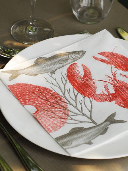 Lobster dinner napkins, red (40x40cm)