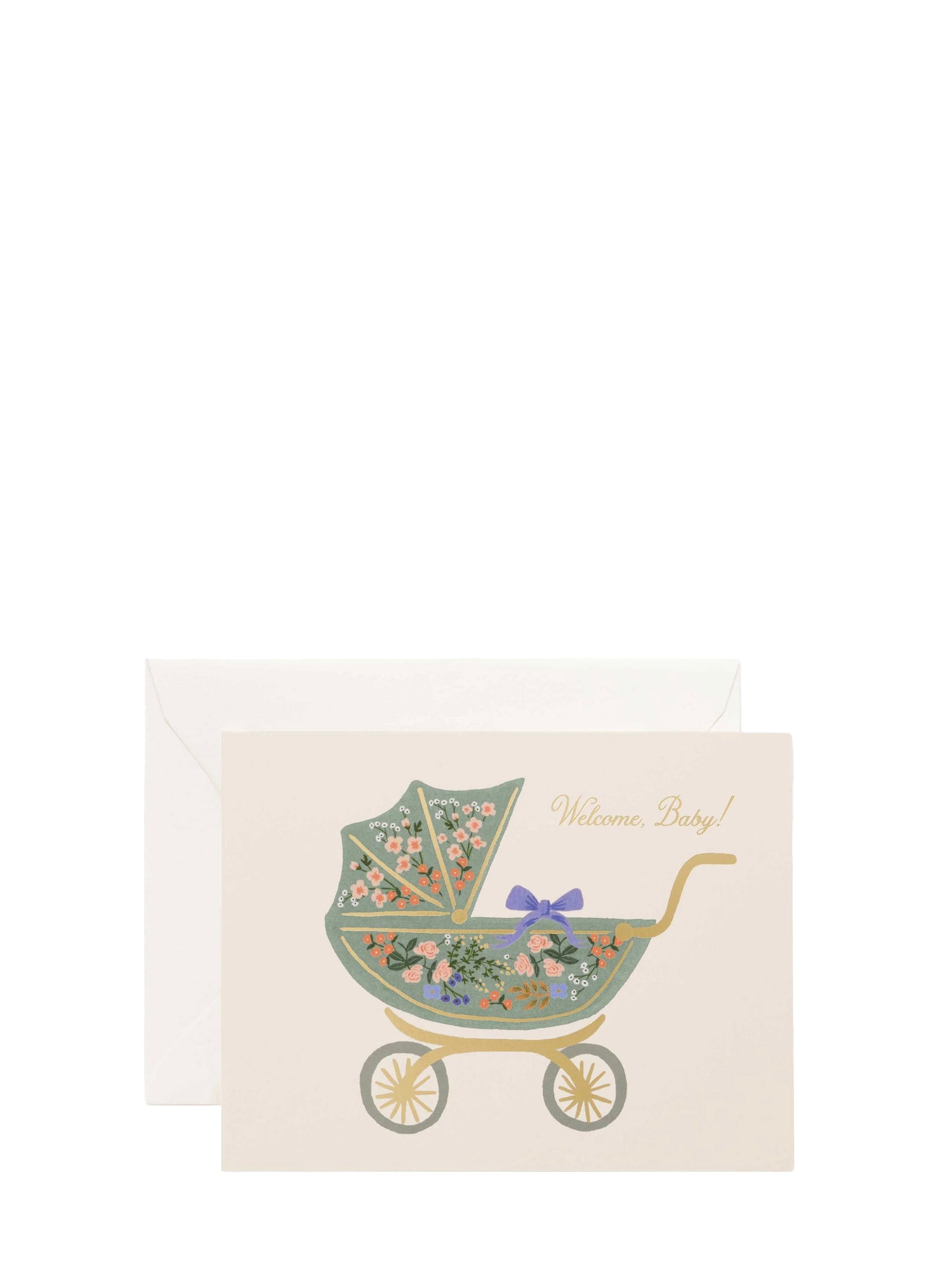 Floral Pram New baby card
