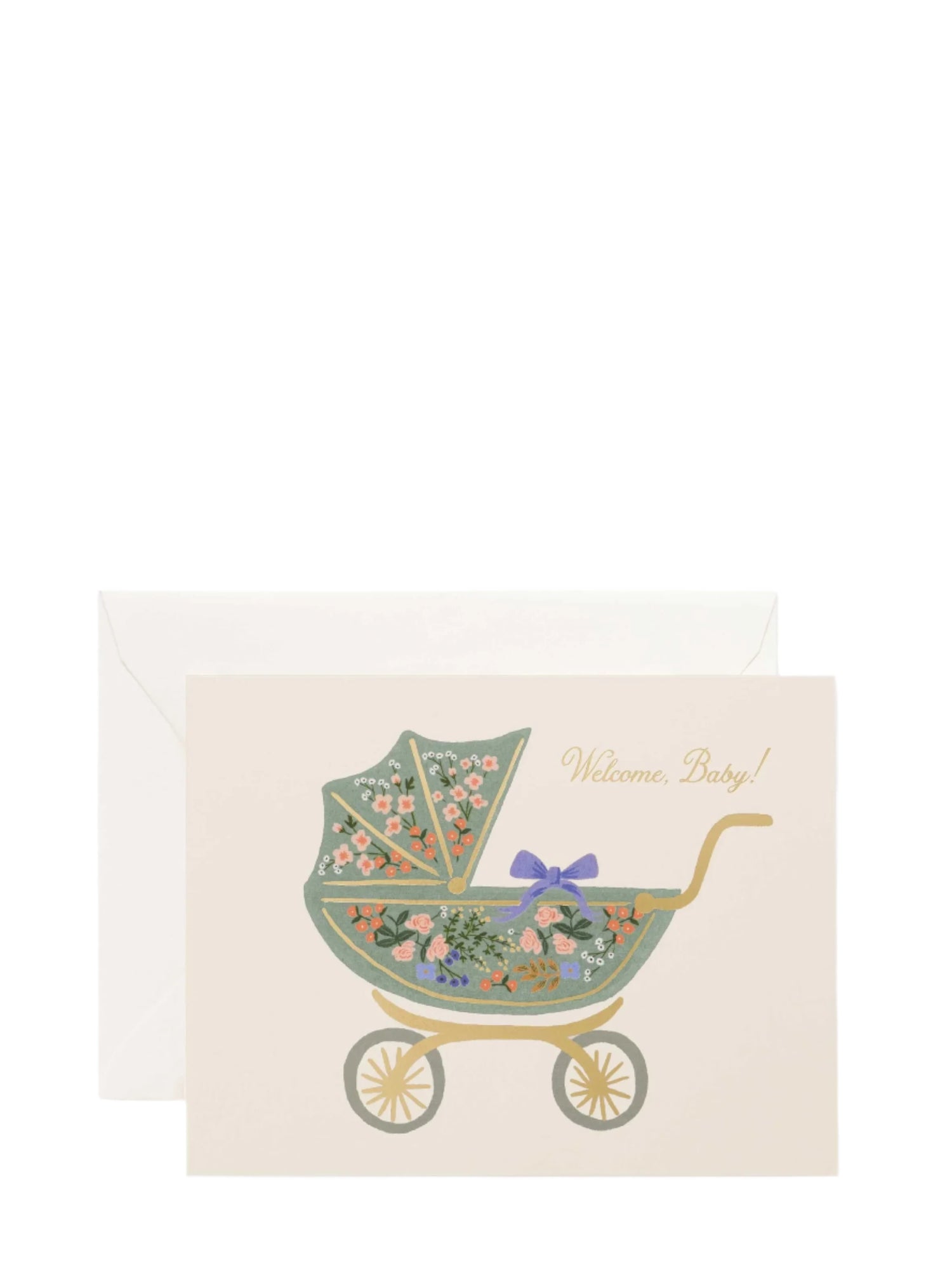 Floral Pram New baby card
