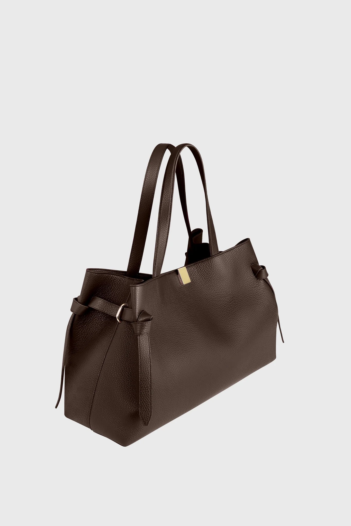 Gyoza tote, espresso pebble grain leather