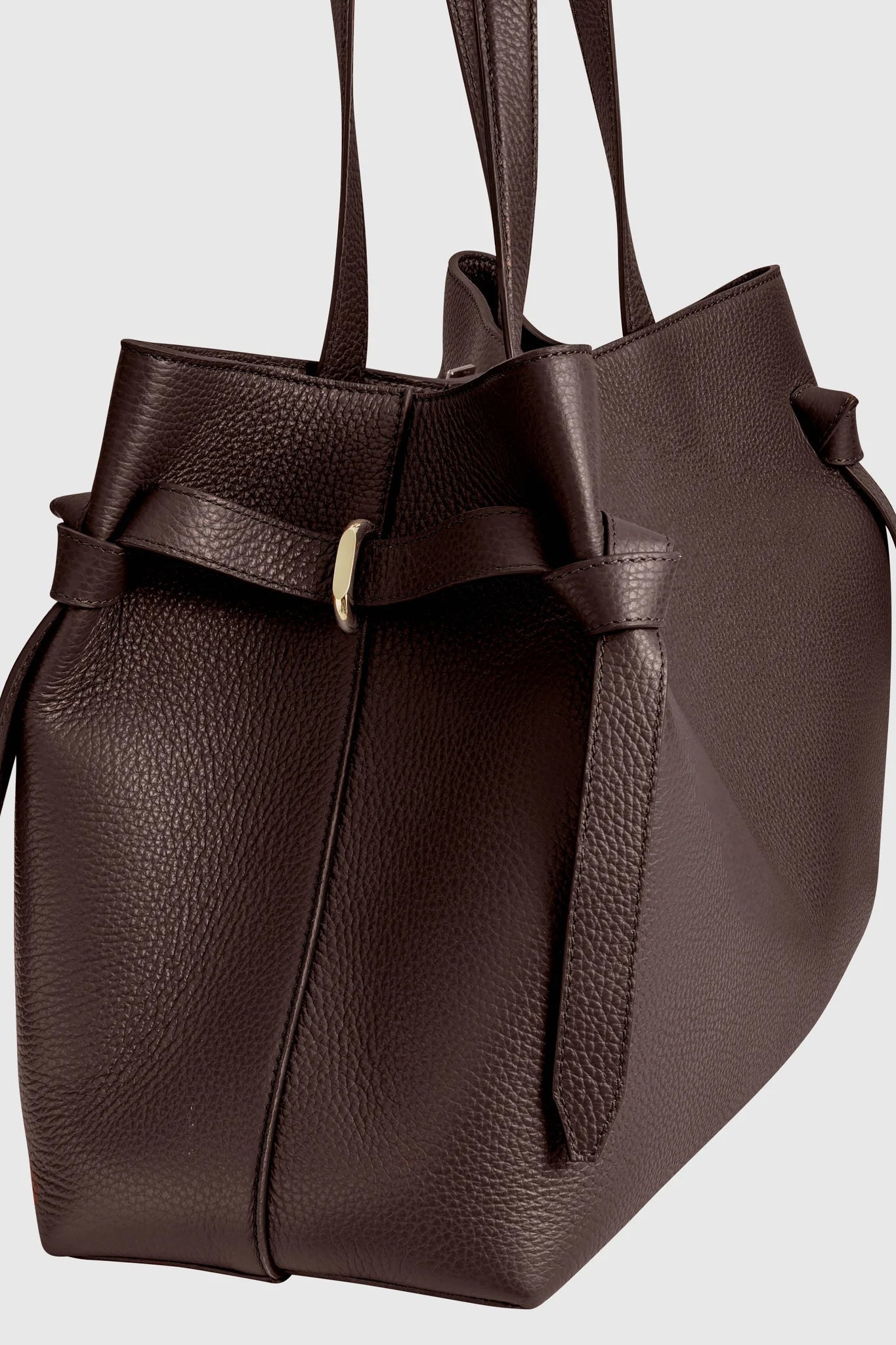 Gyoza tote, espresso pebble grain leather