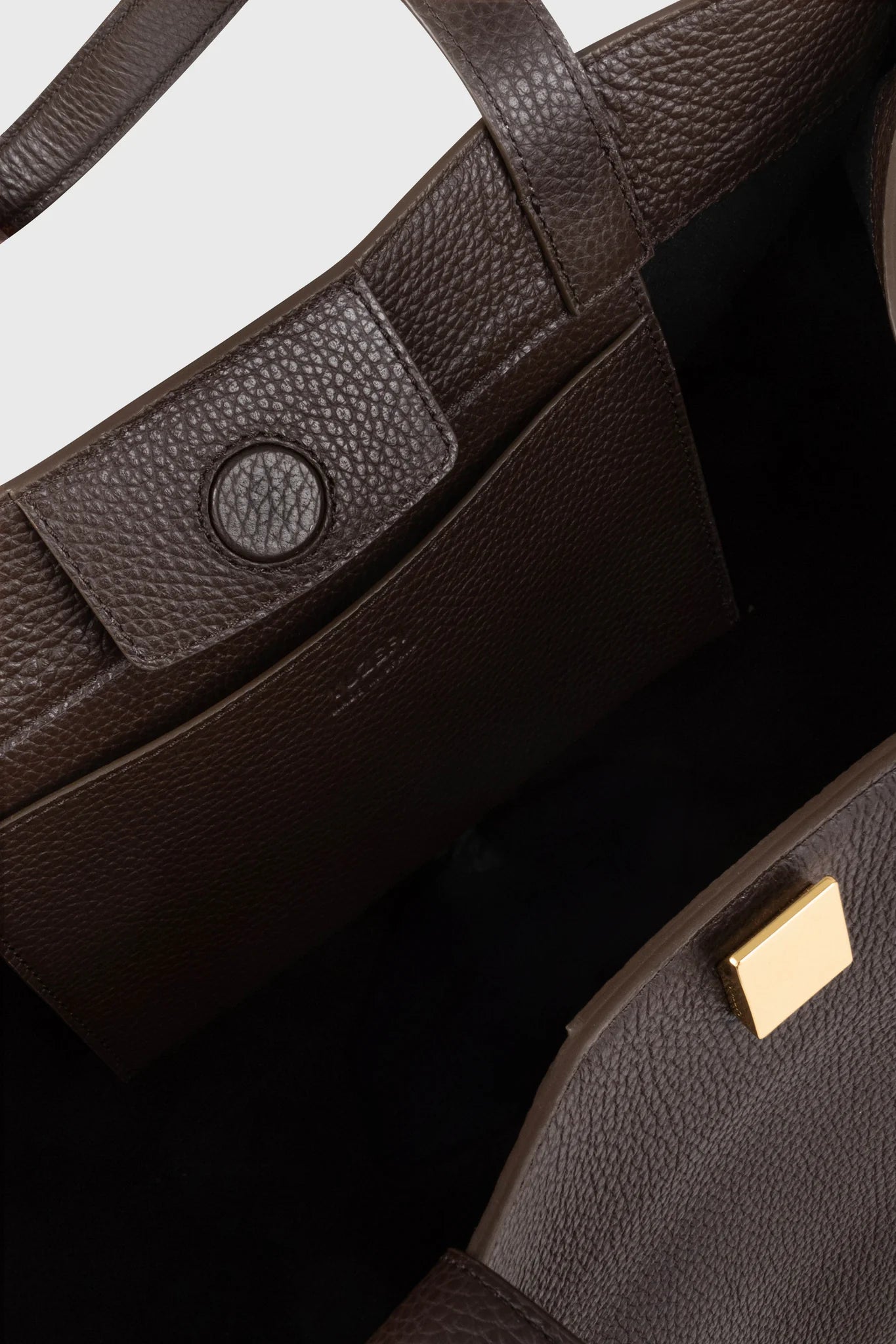 Gyoza tote, espresso pebble grain leather