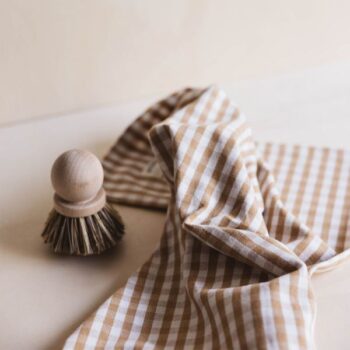 Vichy tea towel, camel gingham