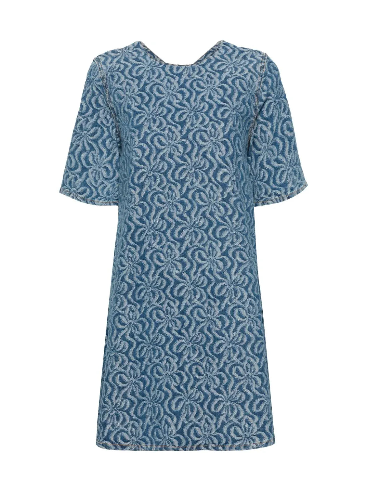 Jacquard Denim A-line Mini Dress, mid blue stone