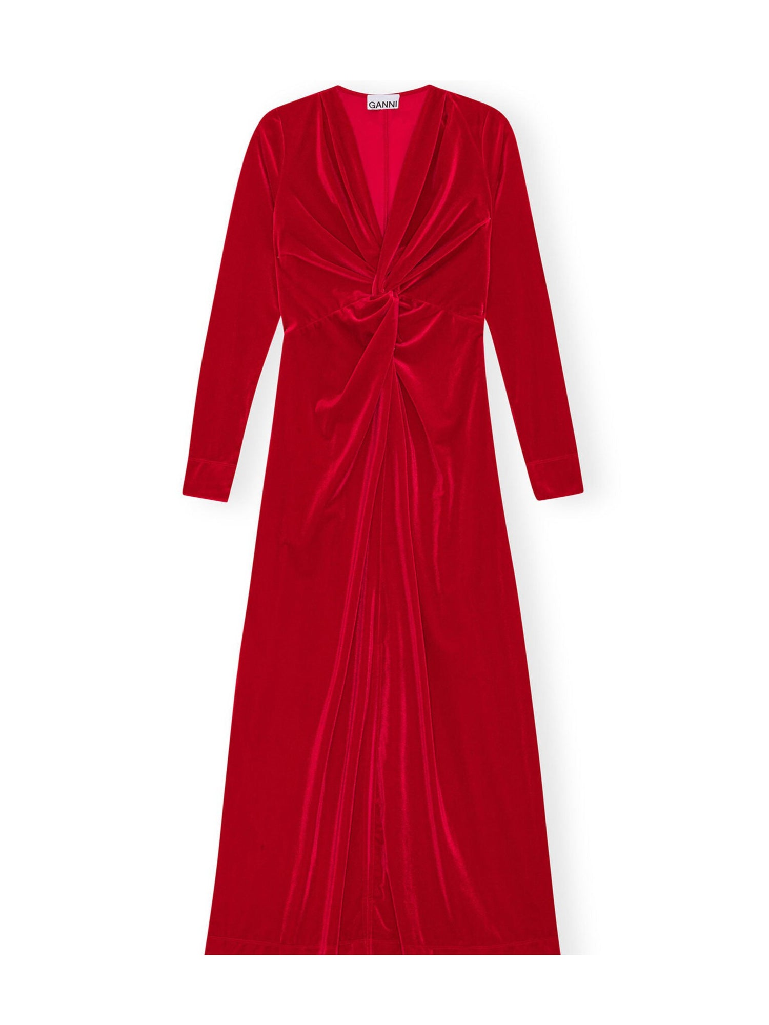 Velvet Jersey Twist Long Dress, savvy red
