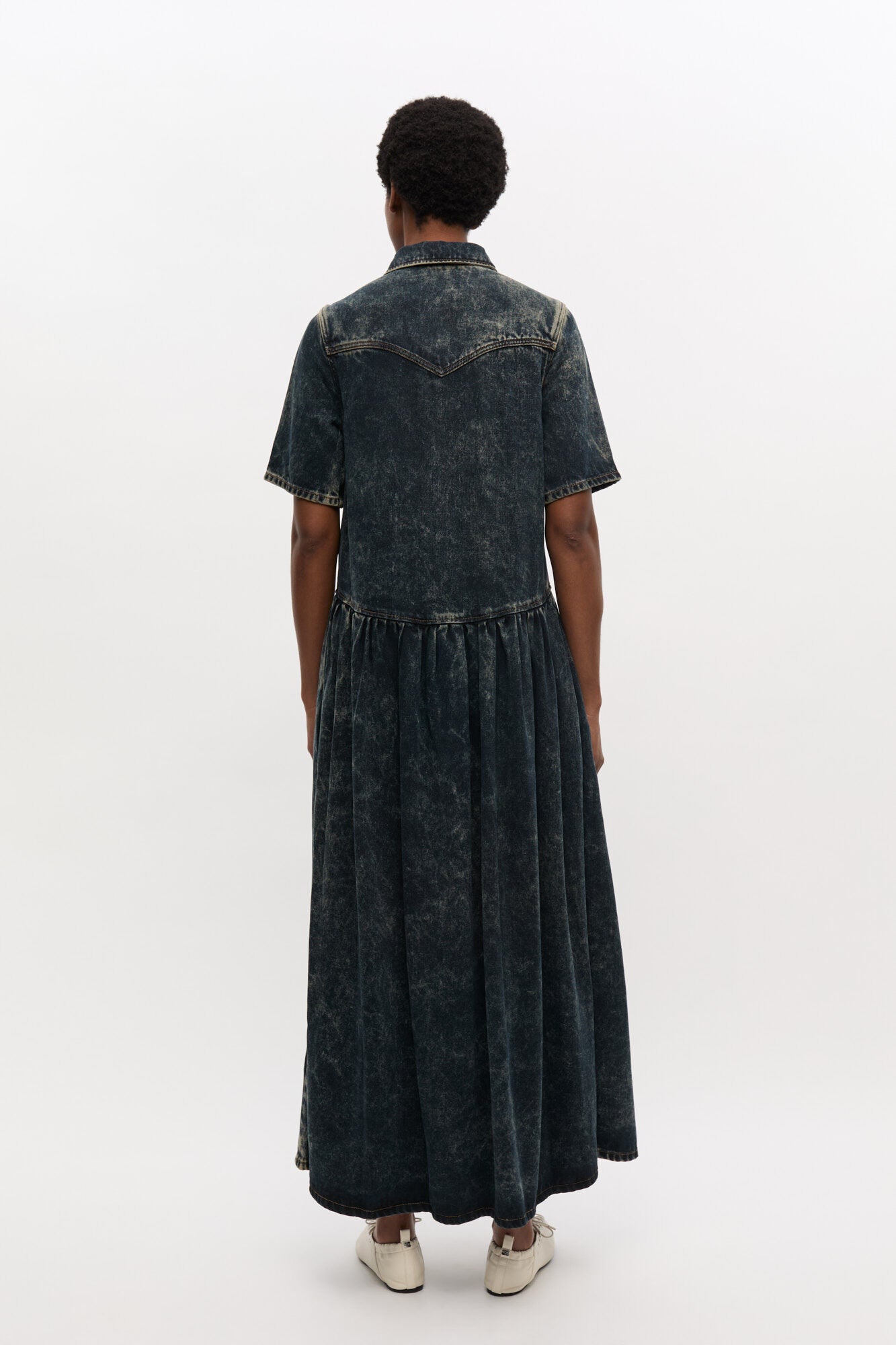 Light Denim Long Dress, washed black