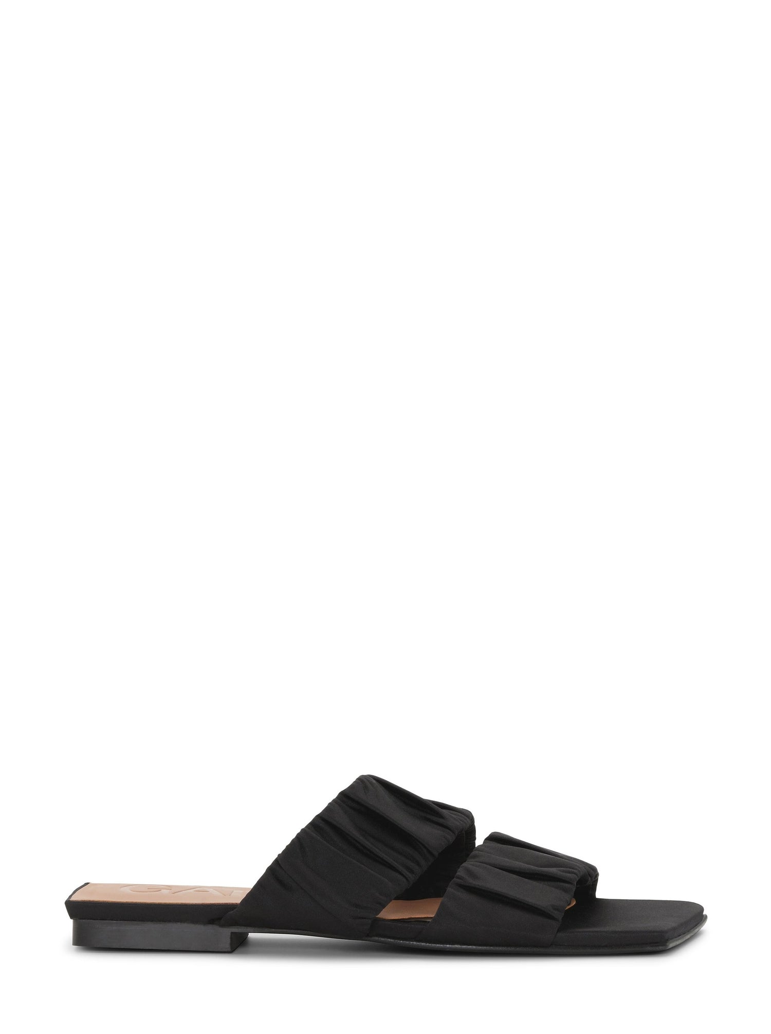 Smock flat sandal, black