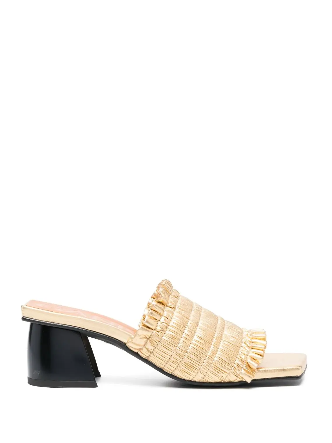 Ganni: Smock Kitten Heel Mule, gold. My o My Helsinki.