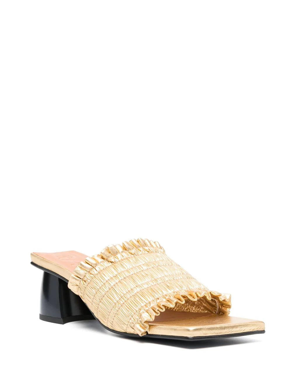 Ganni: Smock Kitten Heel Mule, gold. Shoes. My o My Helsinki.
