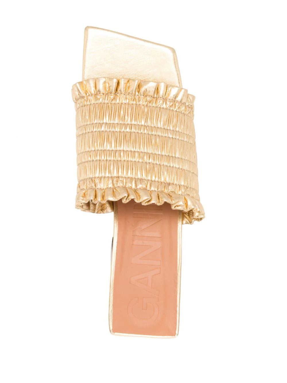 Ganni: Smock Kitten Heel Mule, gold. My o My Helsinki.