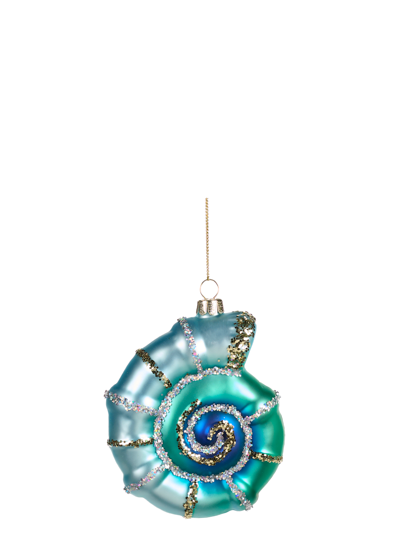 Pearl shell glass ornament, Blue