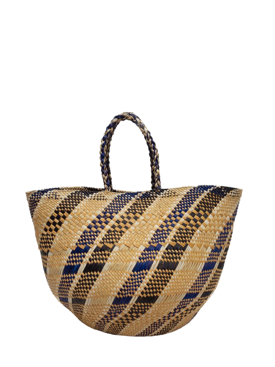 Canasto Bag medium, toasted-blue stripes