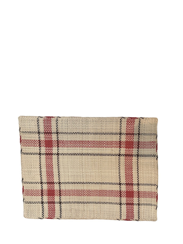 Straw placemat, red & natural
