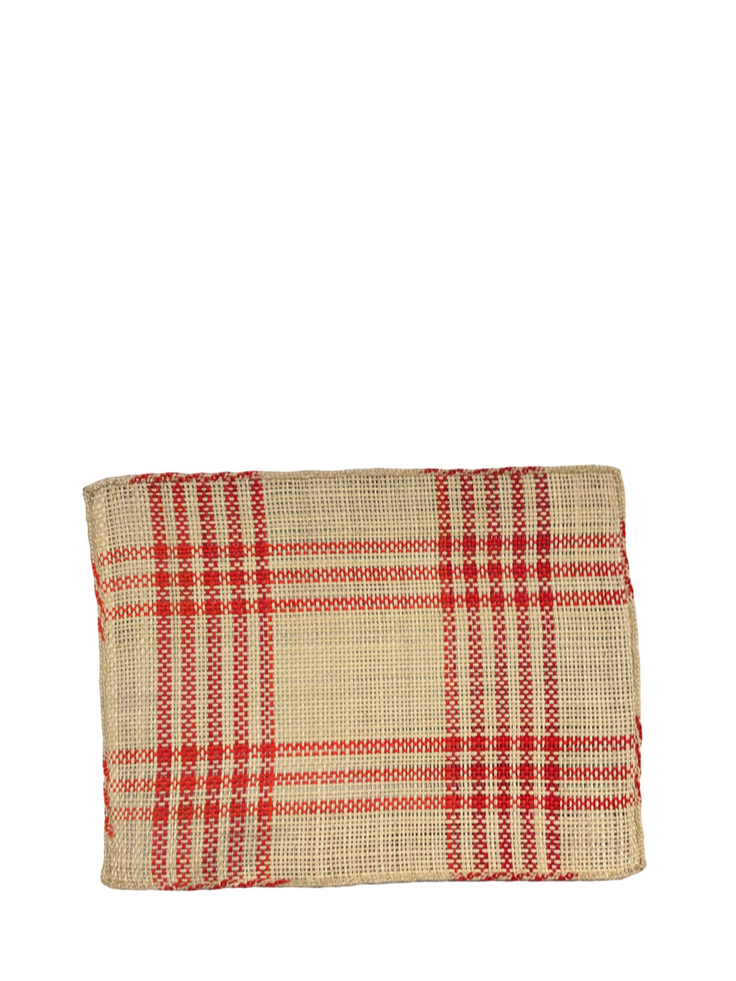 Straw placemat, bright red & natural