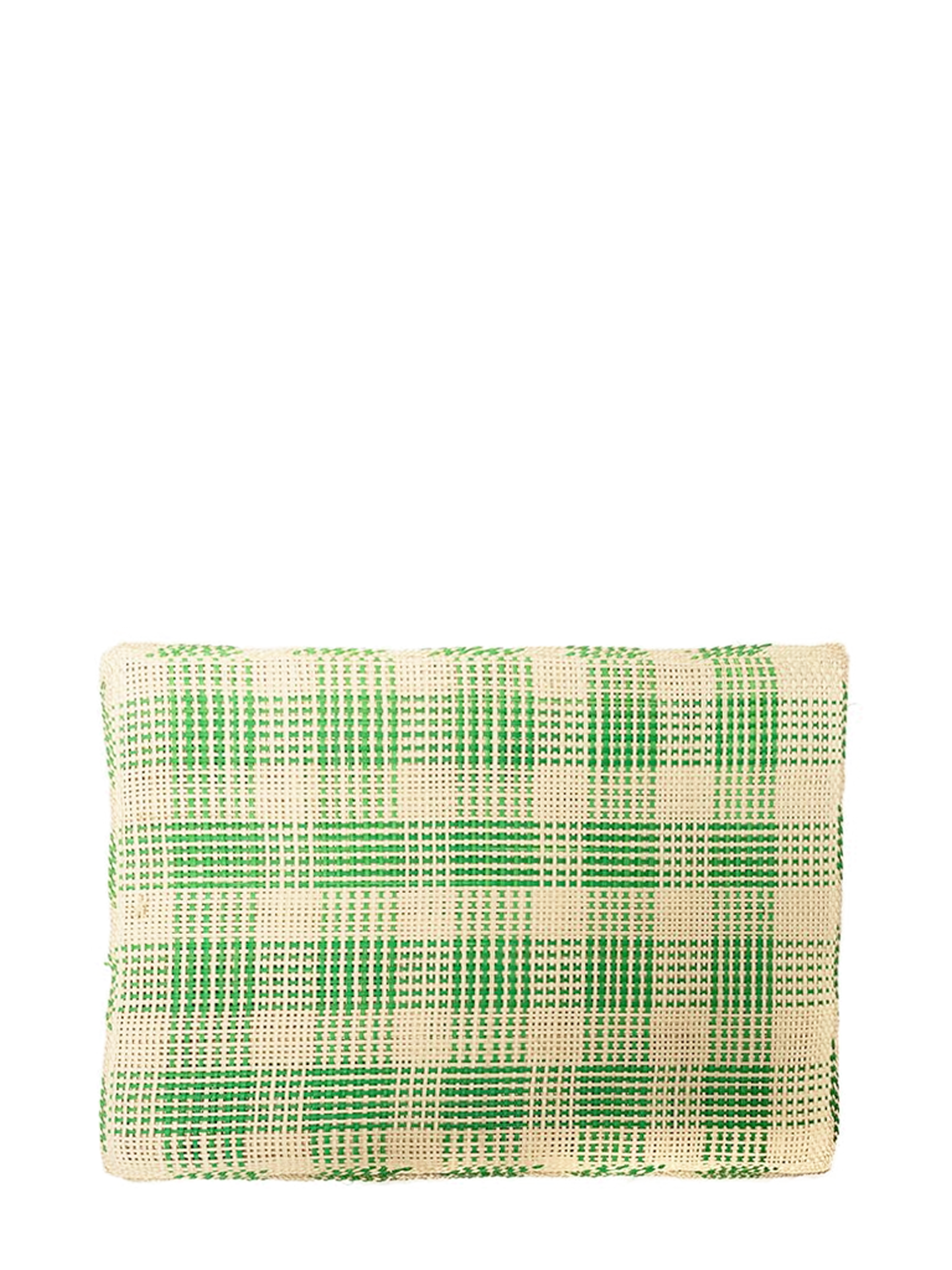 Straw placemat, green & natural