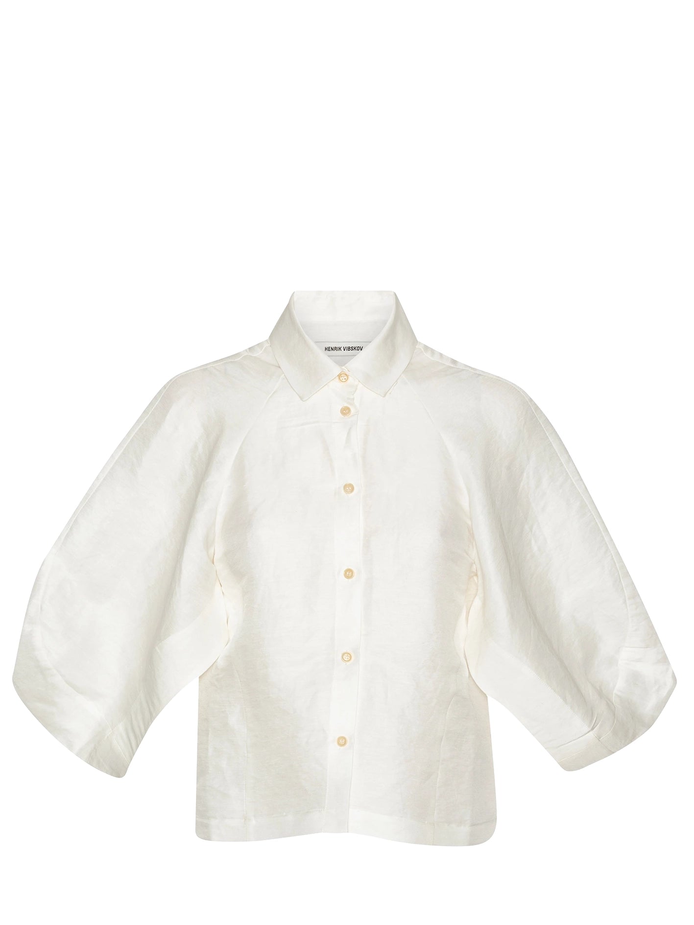 Case linen-silk collared shirt, white
