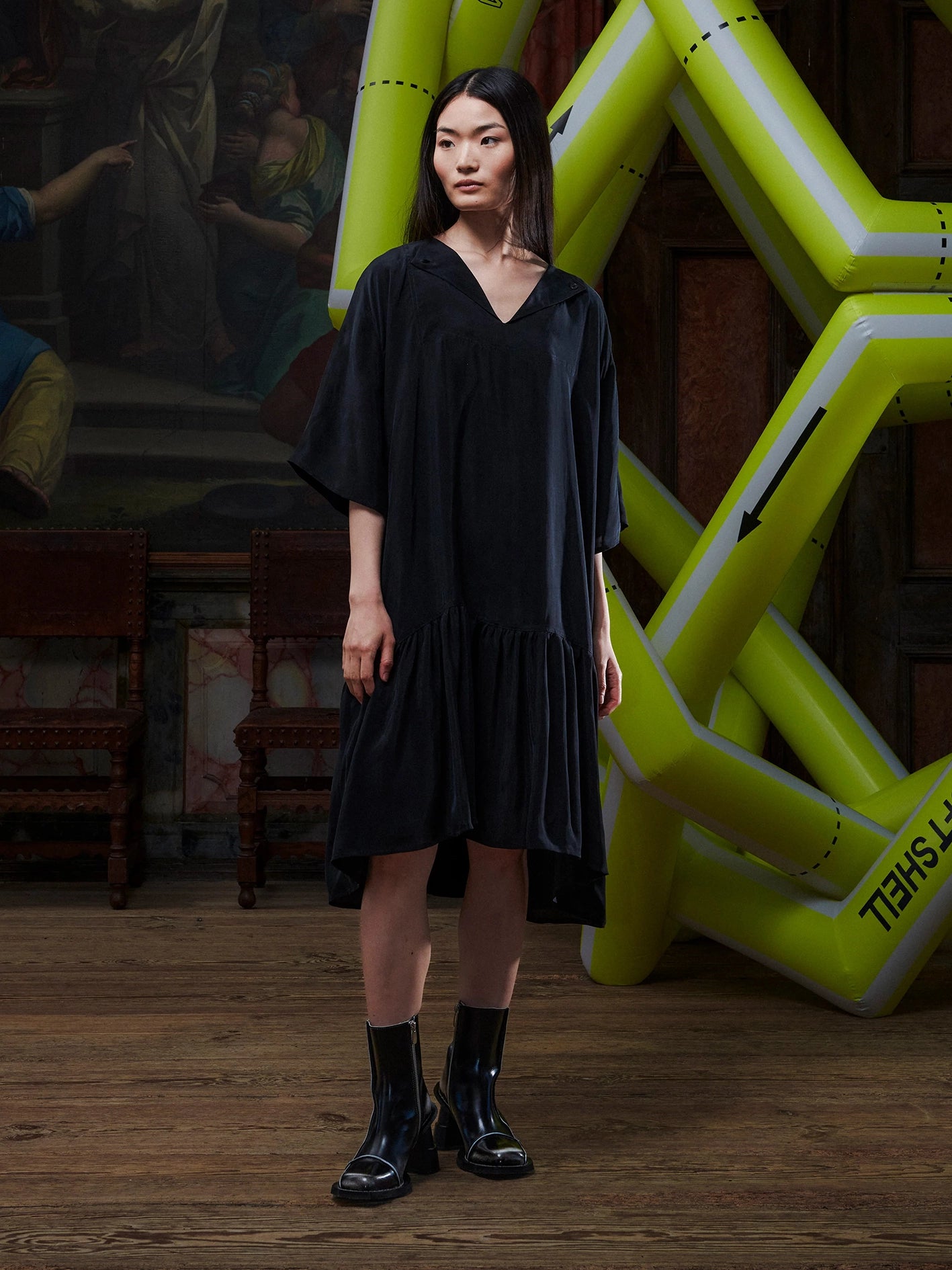 Preserve cupro dress, washed black