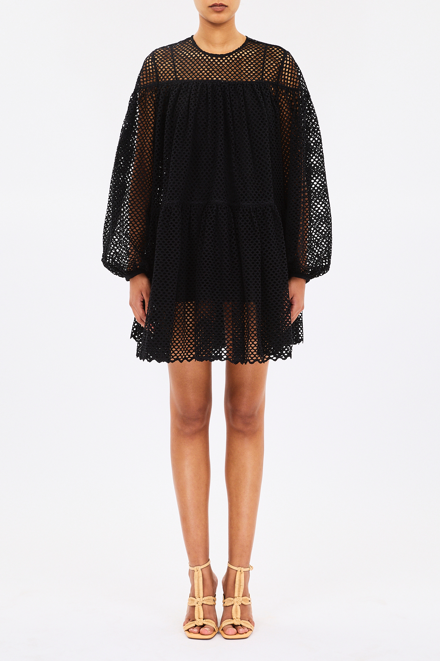 Jaclyn eyelet cotton mini dress, black