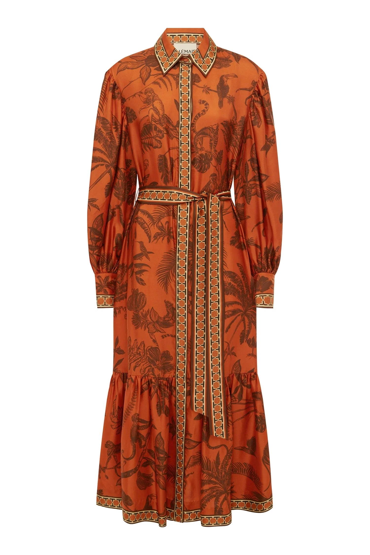 Monkey dance silk shirtdress, rust orange