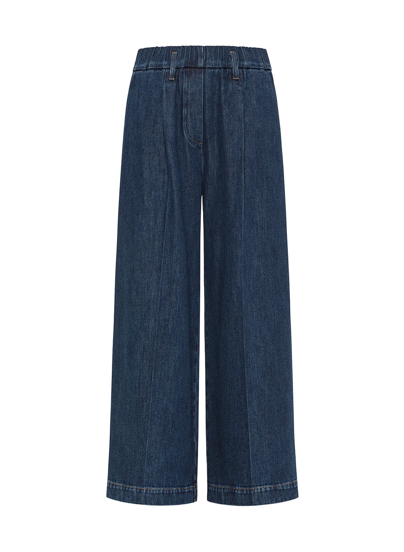 Cavalry denim elastic loose pants, indigo blue