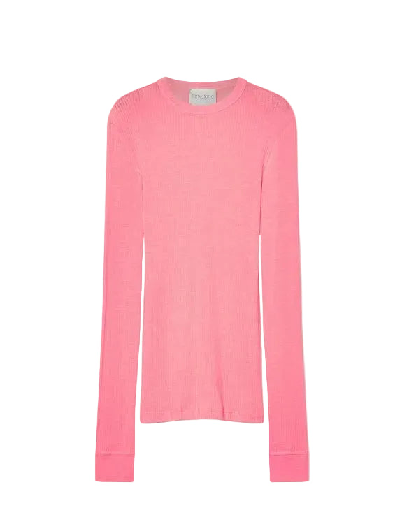 Wool ribbed jersey longsleeve t-shirt, cotton candy