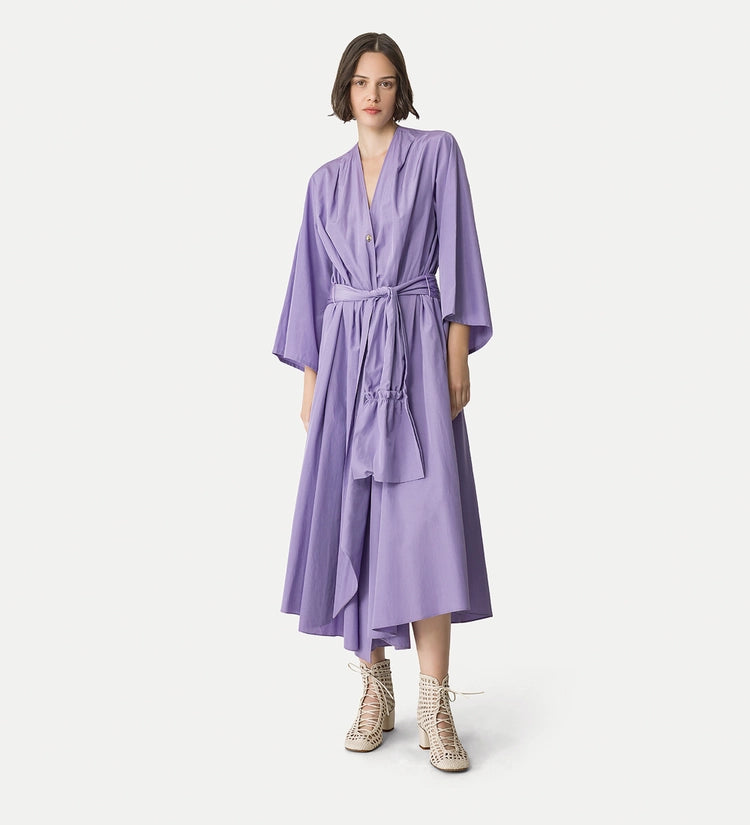 Taffetas long sleeve wrap dress, light purple