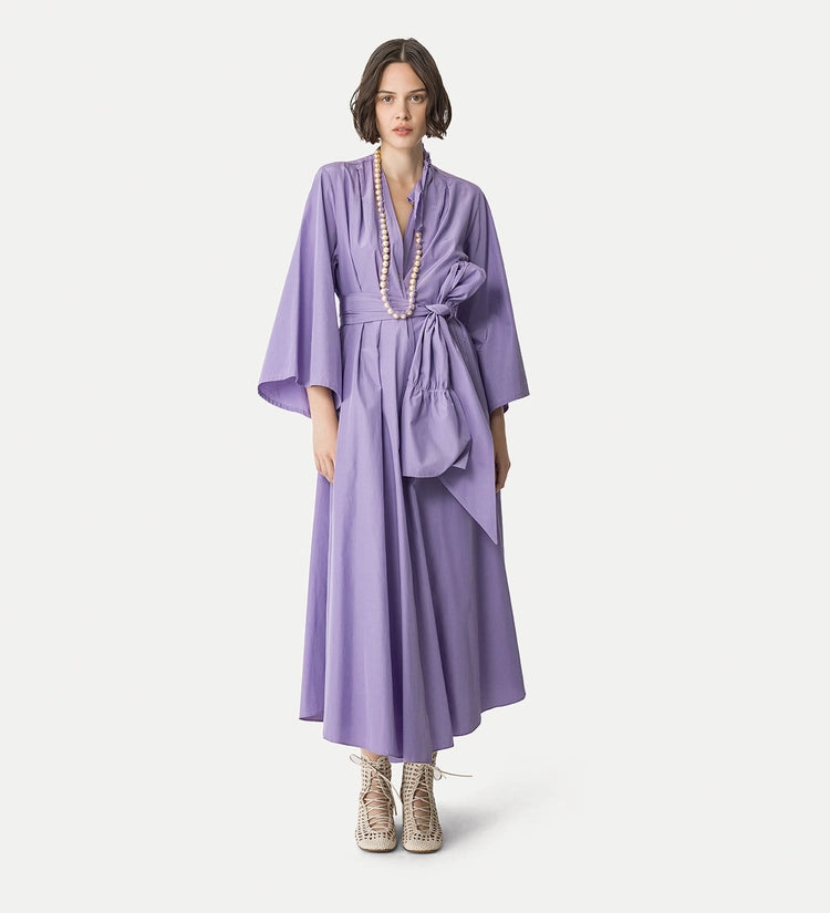 Taffetas long sleeve wrap dress, light purple