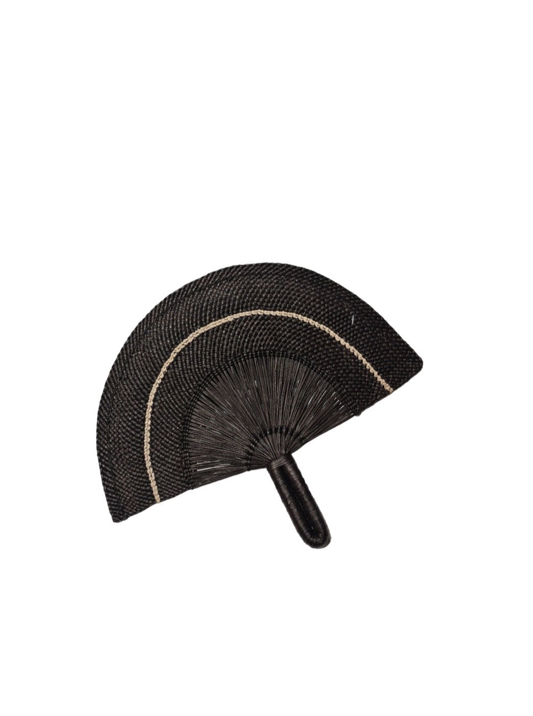 Handwoven fan, black with white stripe