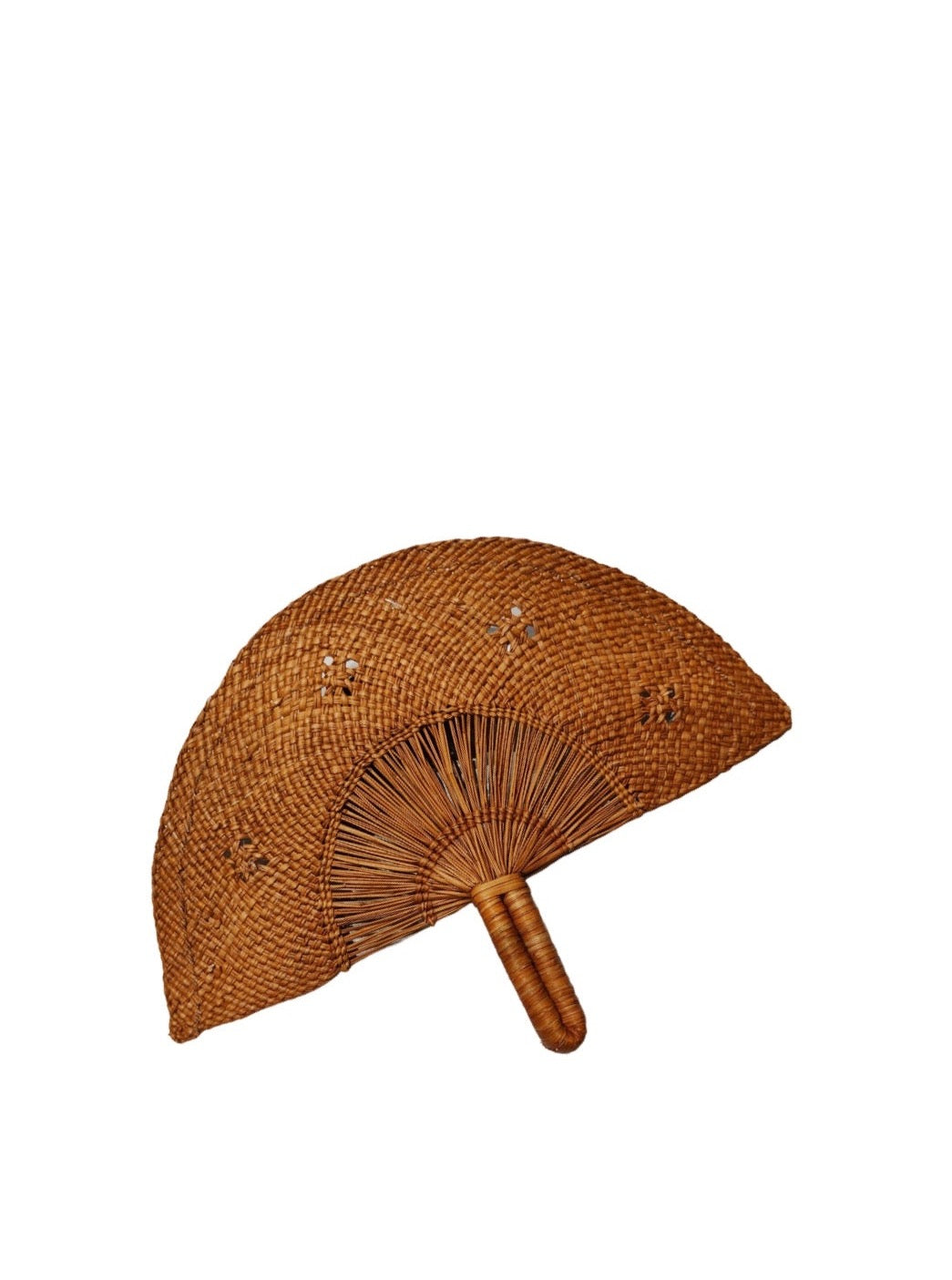 Handwoven fan, caramel brown