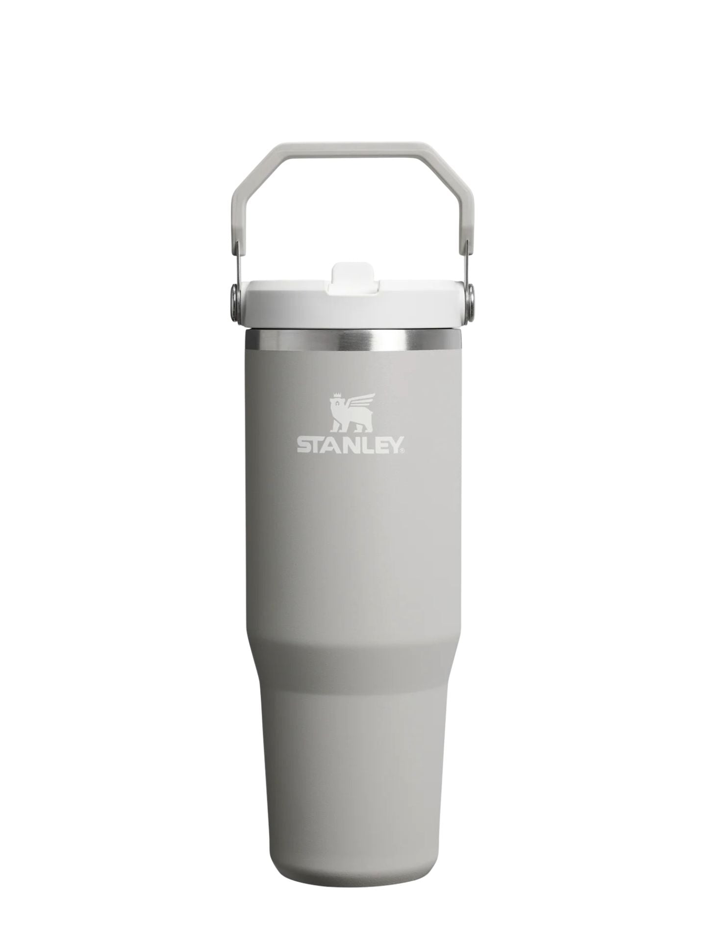 Gray Stanley tumbler on a white background