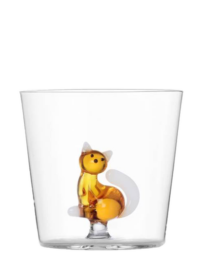 Cat tumbler the Amber cat with white tail