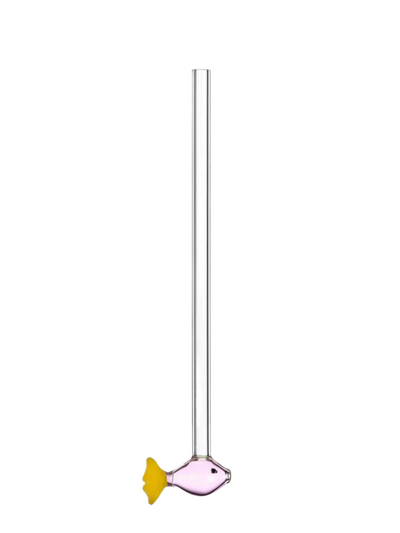 Pink fish glass straw, Marine Garden collection