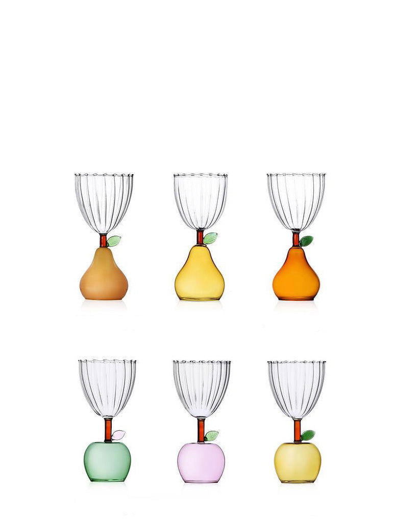 Apple Wine Glass, Fruits & Flowers Collection