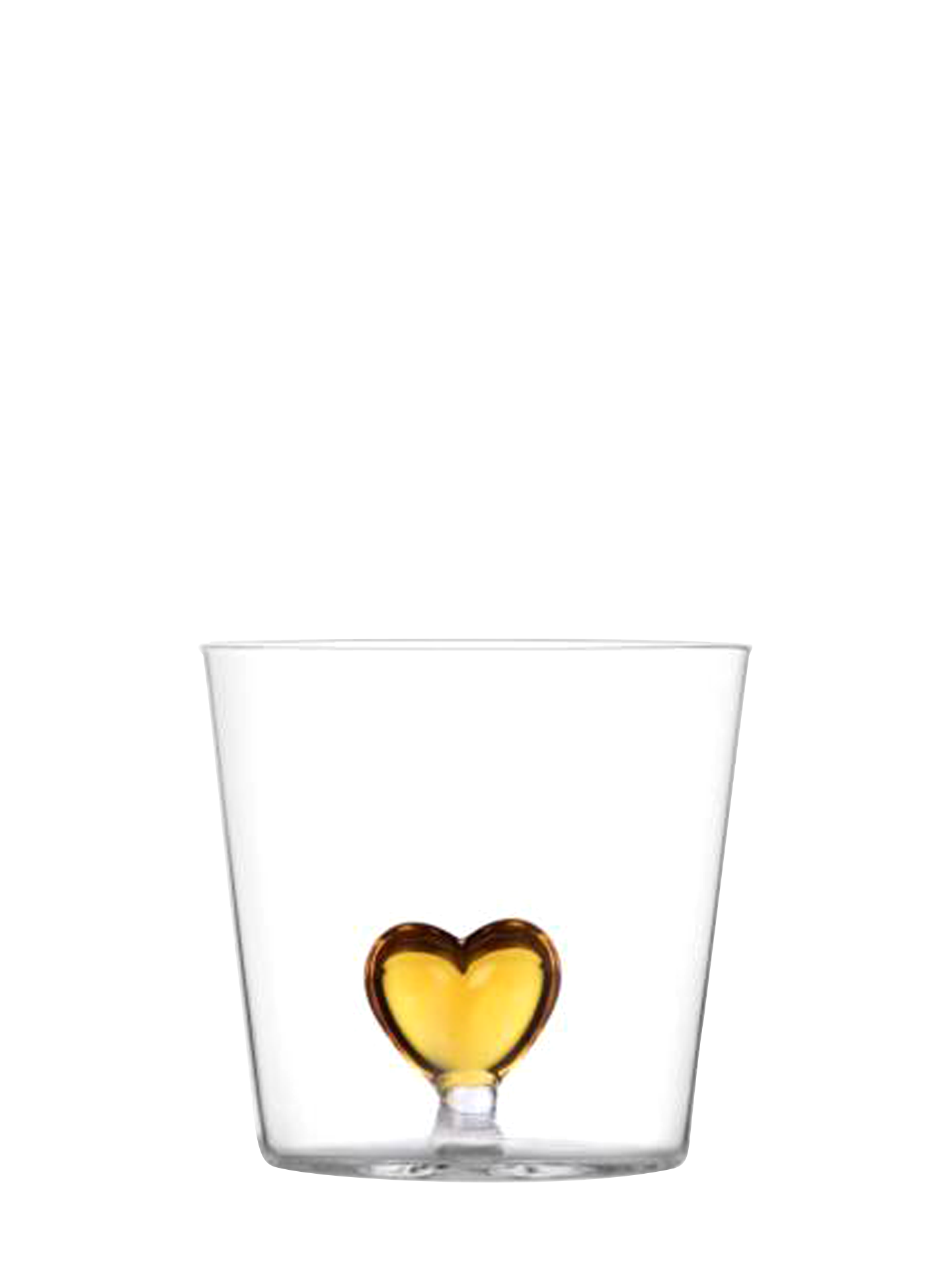 Heart water glass, yellow, Cuore Collection