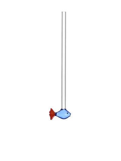 Blue Fish Glass Straw, Marine Garden Collection