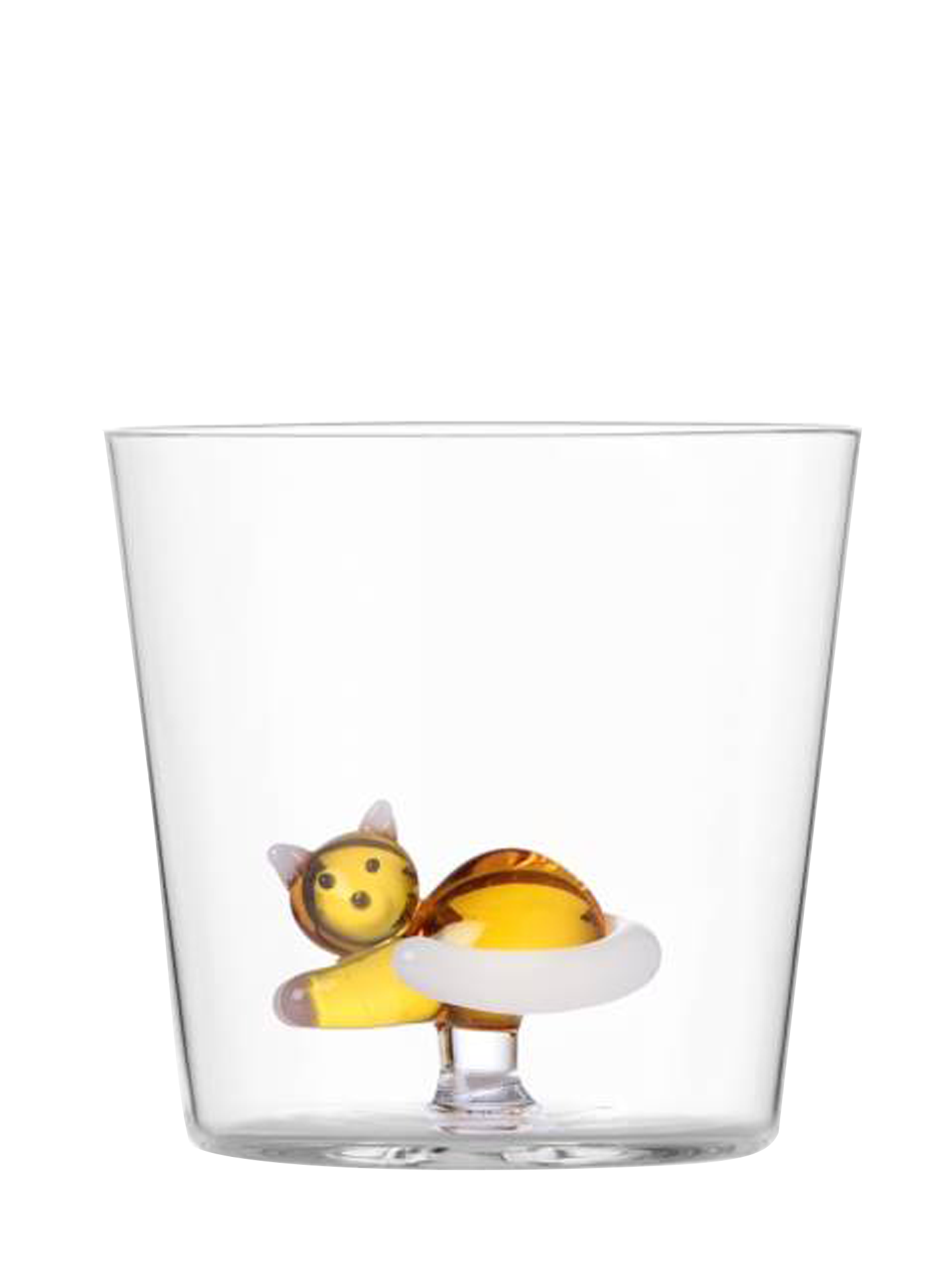 Cat tumbler the Sleepy Amber Cat w/ White Tail