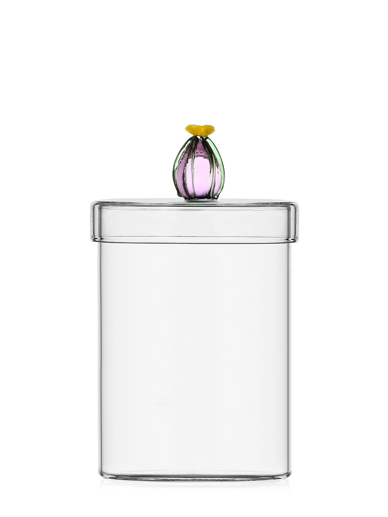 Cactus glass jar the Pink flower, Desert Plants Collection